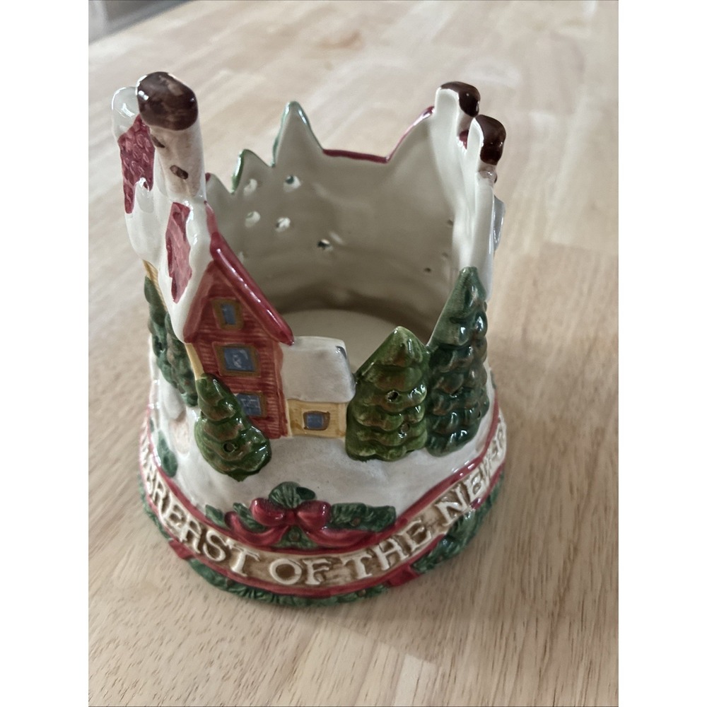 Vintage 1994 Fitz and Floyd Christmas Votive Candle Holder